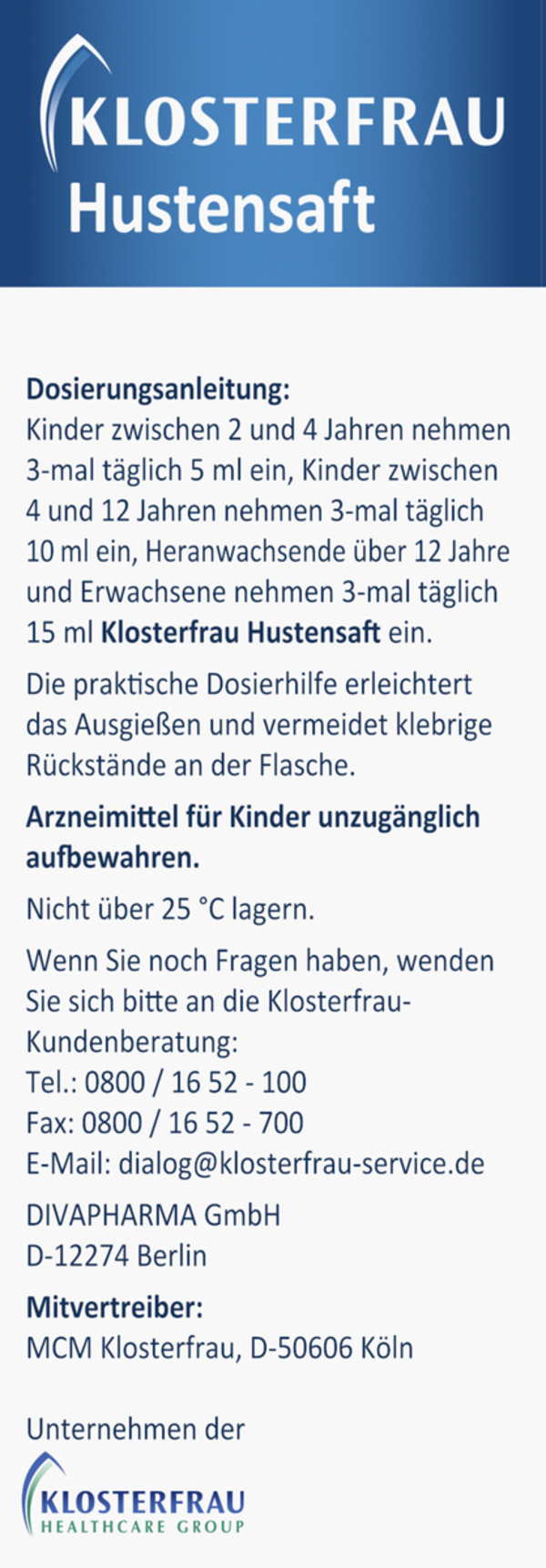Bild 3 von Klosterfrau Klosterfrau Hustensaft zur Linderung und Beruhigung, 200 ml