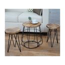 Bild 1 von 2er-Set Sitzhocker mit Tisch MCW-A80, Sitzgruppe, Industriedesign Echtholz MVG-zertifiziert