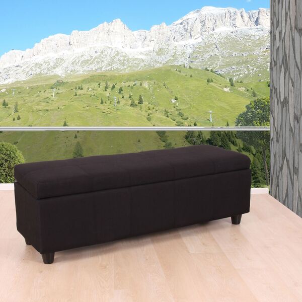 Bild 1 von Aufbewahrungs-Truhe Kriens, Sitzbank Bank, Stoff/Textil, 45x114x45cm ~ schwarz