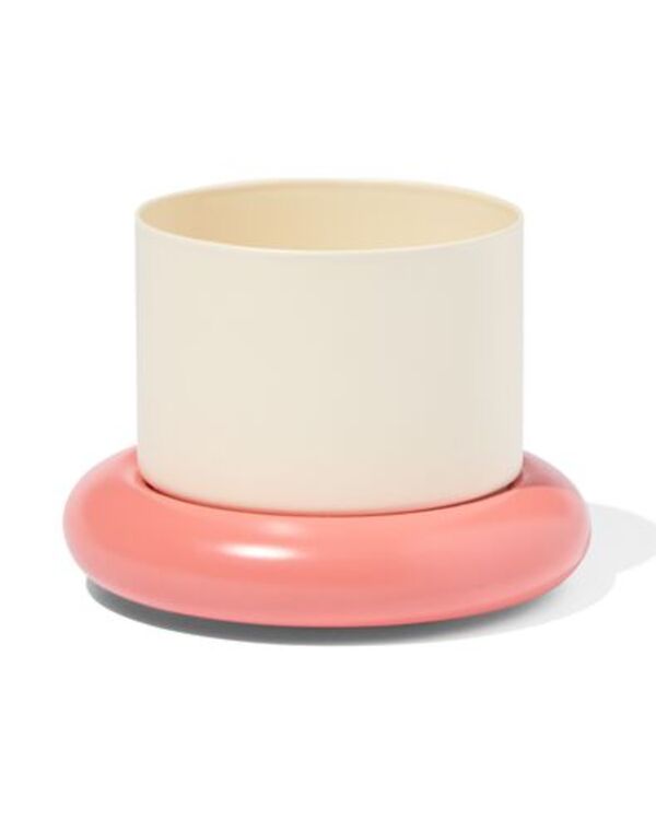 Bild 2 von Blumentopf, Ø 10 x 6.6 cm, Metall, mit Untersetzer, korallenfarben