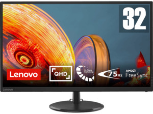 LENOVO D32Q-20 31,5 Zoll QHD Monitor (4 ms Reaktionszeit, 75 Hz), Schwarz