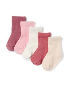 5 Paar Baby-Socken mit Baumwolle rosa