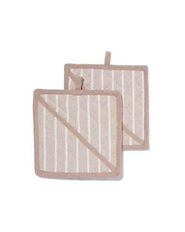 Bild 1 von 2er-Pack Topflappen, 21 x 21 cm, Baumwolle, taupe/weiß