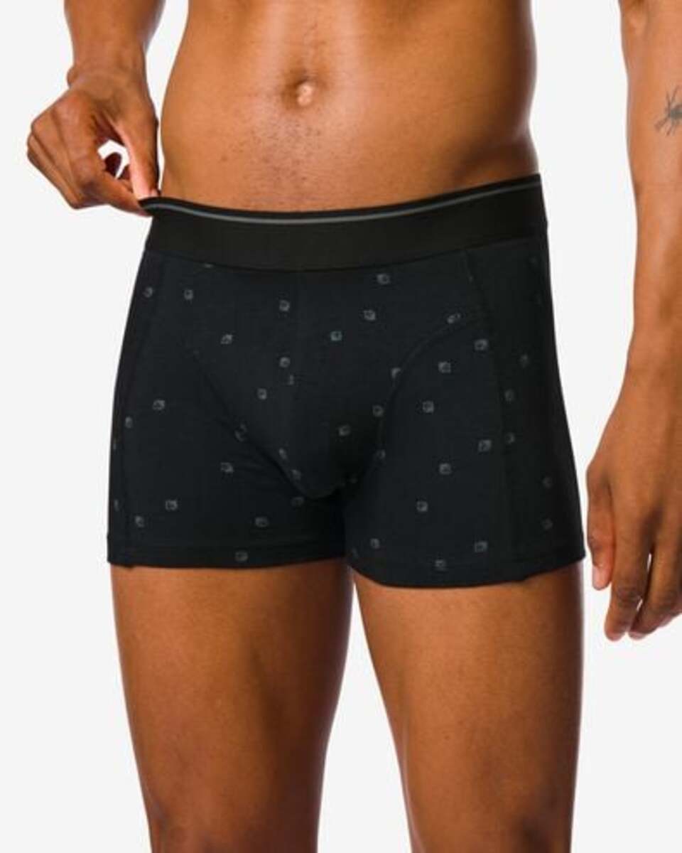 Bild 4 von 2er-Pack Herren-Boxershorts, kurz, mit Bambus, Long Lasting, grafisches Muster schwarz