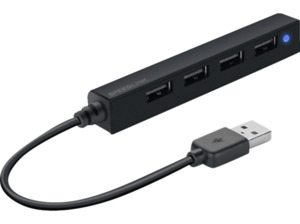 SPEEDLINK SNAPPY SLIM 4-Port, USB Hub, Schwarz, Schwarz