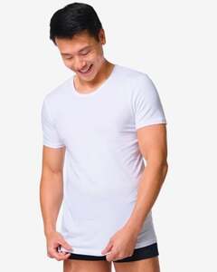 2er-Pack Herren-T-Shirts, Slim Fit, Rundhalsausschnitt, nahtlos weiß