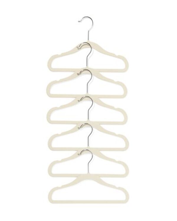 Bild 2 von 6er-Pack Kinder-Kleiderbügel, Velours, weiß