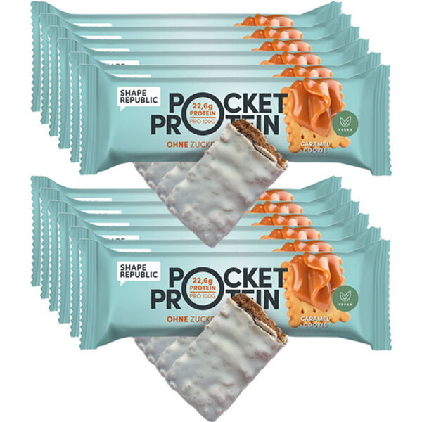 Bild 1 von Shape Republic Pocket Proteinriegel Caramel Cookie, 12er Pack