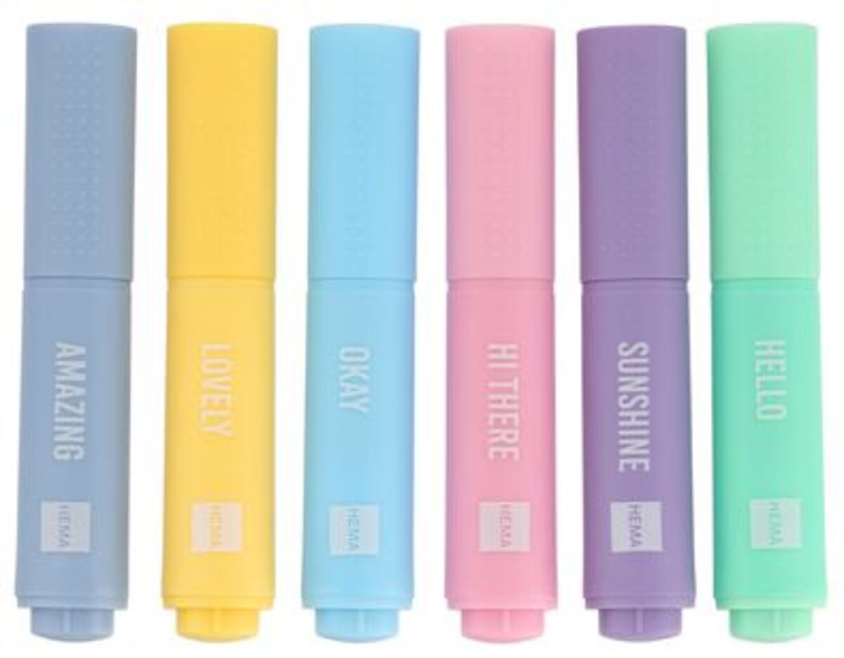 Bild 1 von 6er-Pack Mini-Textmarker, Pastell