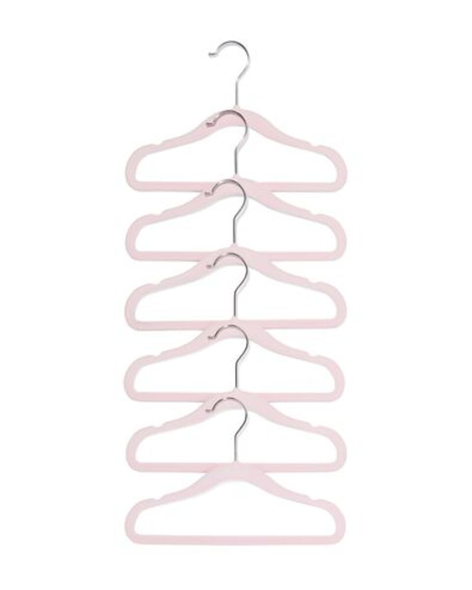 Bild 2 von 6er-Pack Kinder-Kleiderbügel, Velours, rosa