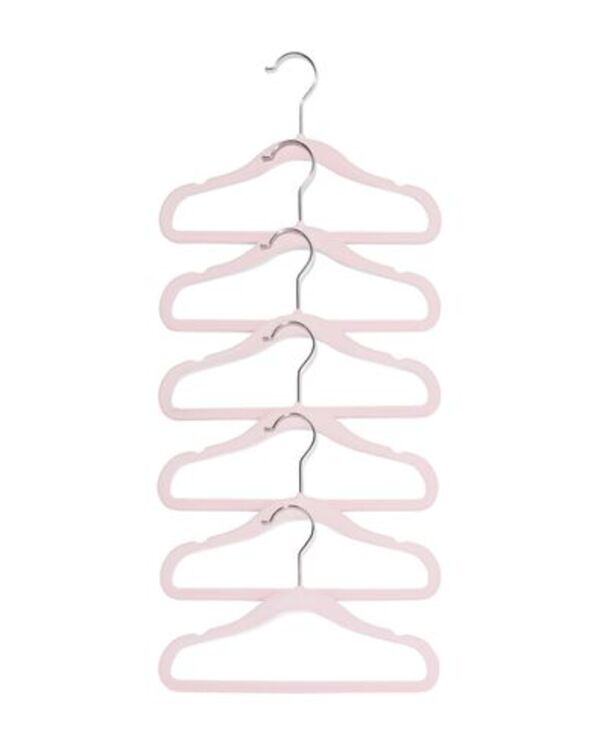 Bild 2 von 6er-Pack Kinder-Kleiderbügel, Velours, rosa