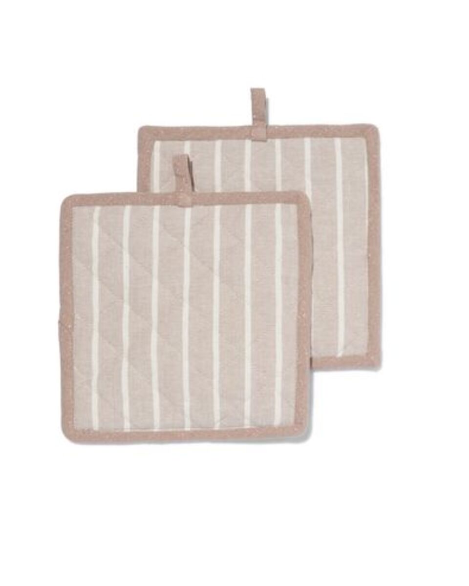 Bild 4 von 2er-Pack Topflappen, 21 x 21 cm, Baumwolle, taupe/weiß
