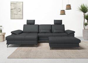 Places of Style Ecksofa Costello L-Form, incl. Sitztiefenverstellung und Armlehnfunktion, incl. 3 Nierenkissen