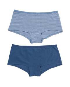 2er-Pack Damen-Shortys, Baumwolle/Elasthan blau