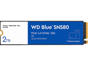 WD Blue SN580 WDS100T3B0E PCIe 4.0 x4 (NVMe) Festplatte, 2 TB SSD M.2 via PCIe, intern, Blau