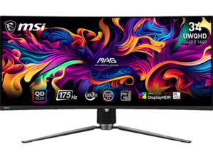 MSI MAG 341CQPDE QD-OLED 34 Zoll UWQHD Gaming Monitor (0,03 ms Reaktionszeit, 175 Hz), Schwarz