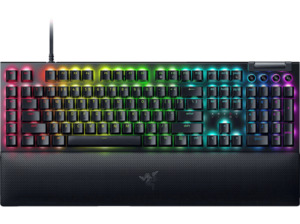 RAZER Blackwidow V4 Deutsches Layout, Gaming Tastatur, Mechanisch, Razer Green, kabelgebunden, Schwarz, Schwarz