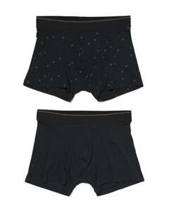 2er-Pack Herren-Boxershorts, kurz, mit Bambus, Long Lasting, grafisches Muster schwarz