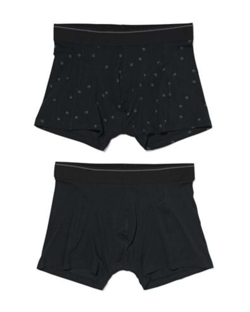 Bild 1 von 2er-Pack Herren-Boxershorts, kurz, mit Bambus, Long Lasting, grafisches Muster schwarz