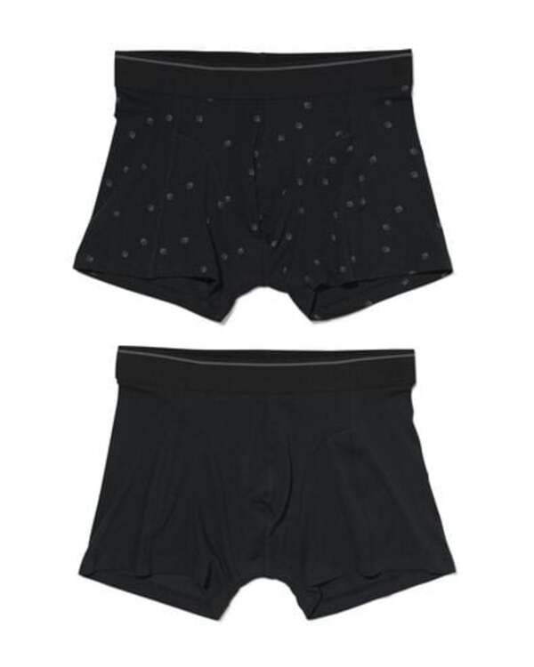 Bild 1 von 2er-Pack Herren-Boxershorts, kurz, mit Bambus, Long Lasting, grafisches Muster schwarz