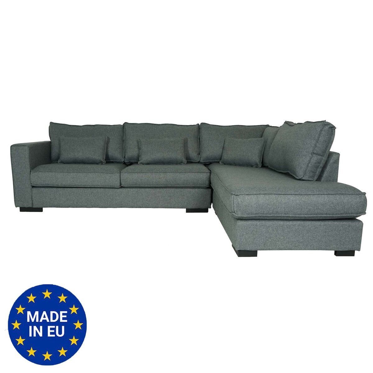 Bild 1 von Ecksofa MCW-J58, Couch Sofa mit Ottomane rechts, Made in EU, wasserabweisend 295cm ~ Stoff/Textil grau