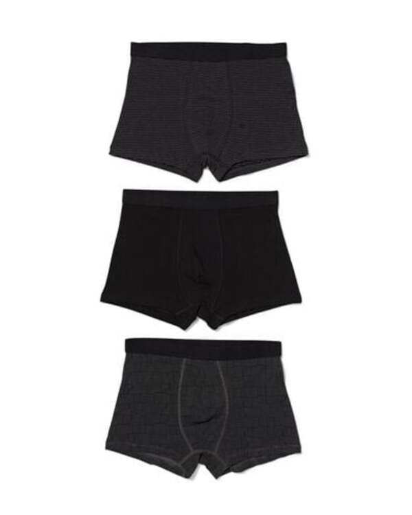 Bild 1 von 3er-Pack Herren-Boxershorts, kurz, Baumwolle, grafisch schwarz