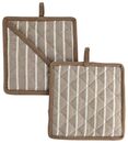 Bild 2 von 2er-Pack Topflappen, 21 x 21 cm, Baumwolle, taupe/weiß