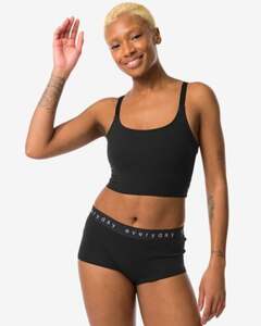 Damen-Boxershorts, hohe Taille, Baumwolle/Elasthan schwarz