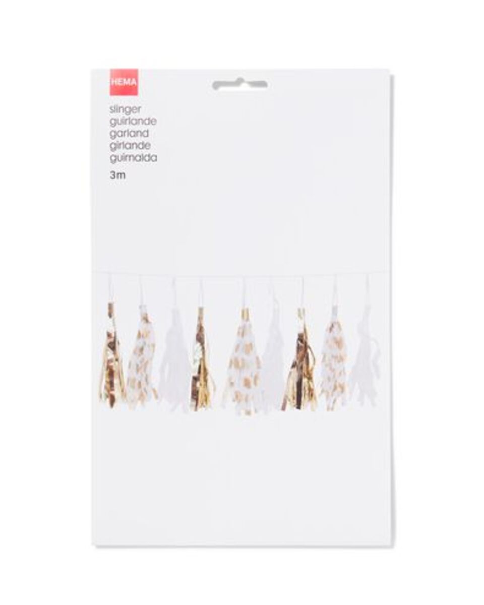 Bild 3 von Girlande, Quasten, weiß-gold, 3 m