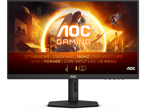 Bild 1 von AOC Q27G4X 27 Zoll QHD Gaming Monitor (0,5 ms Reaktionszeit, 180 Hz), Schwarz/Rot