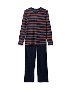 Herren-Pyjama, Streifen braun