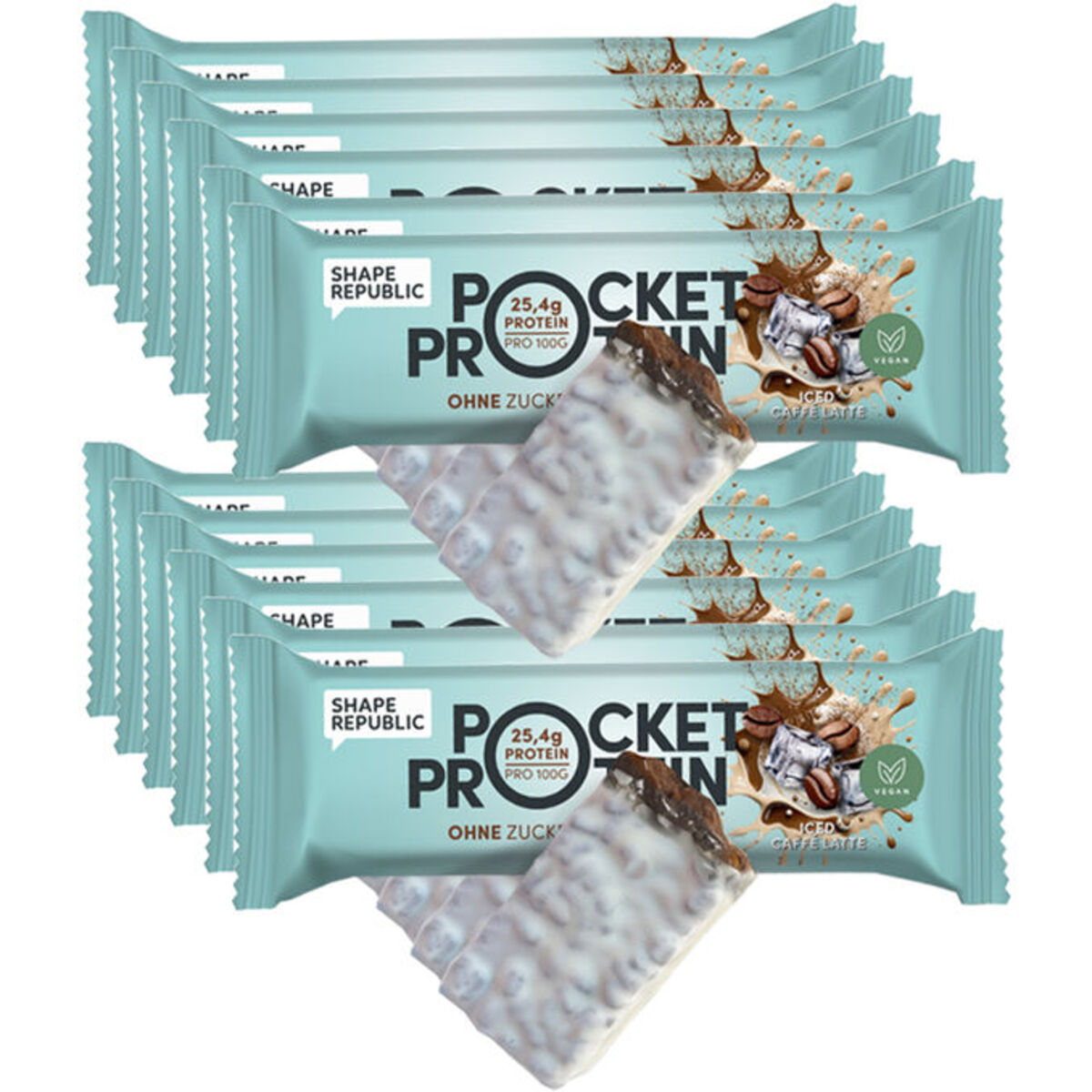 Bild 1 von Shape Republic Pocket Proteinriegel Iced Caffé Latte, 12er Pack