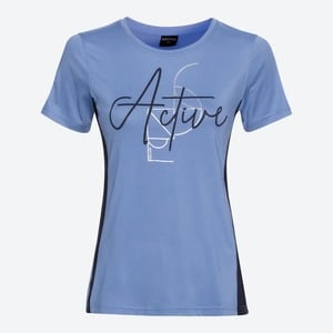 Damen-Fitness-T-Shirt mit Kontrast-Einsätzen, Light-blue