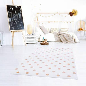 Ben'n'jen Kinderteppich Happy Rugs, Creme, Rosa, Textil, Kreise, rechteckig, 120x170 cm, für Fußbodenheizung geeignet, Teppiche & Böden, Teppiche, Kinderteppiche