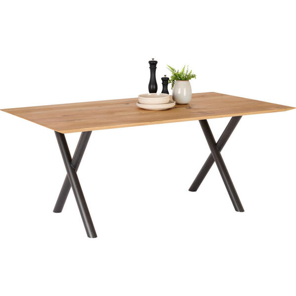 Bild 1 von Bert Plantagie Esstisch, Anthrazit, Eiche, Holz, Metall, Eiche, massiv, rechteckig, X-Form, 100x75x180 cm, in verschiedenen Größen erhältlich, Esszimmer, Tische, Esstische