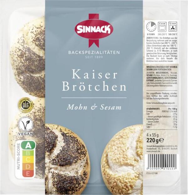 Bild 1 von Sinnack Kaiserbrötchen Mohn & Sesam