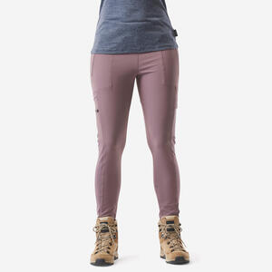 Leggings Damen robust Backpacking - Travel 500 violett Grau