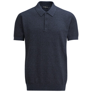 Herren Strick-Poloshirt meliert DUNKELBLAU