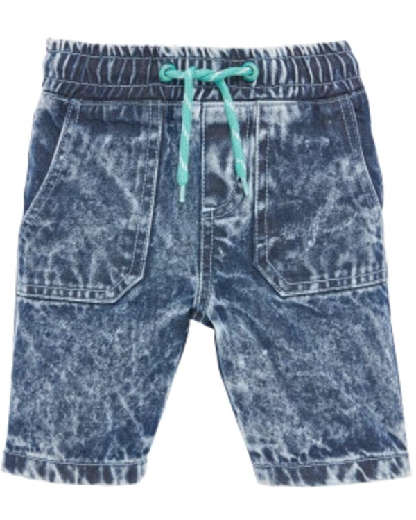 Bild 1 von Ausgewaschene Jeans-Shorts, elastischer Bund, Jeansblau