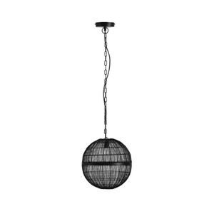 GLOBO Retrofit Pendelleuchte Hermi II 1-flg Schwarz 30cm H.120cm Metall,Geflecht,Matt,höheneinstellbar,Innen