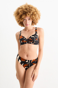 C&A Bikini-Hose-Mid Waist-LYCRA® XTRA LIFE™-gemustert, Schwarz, Größe: 36