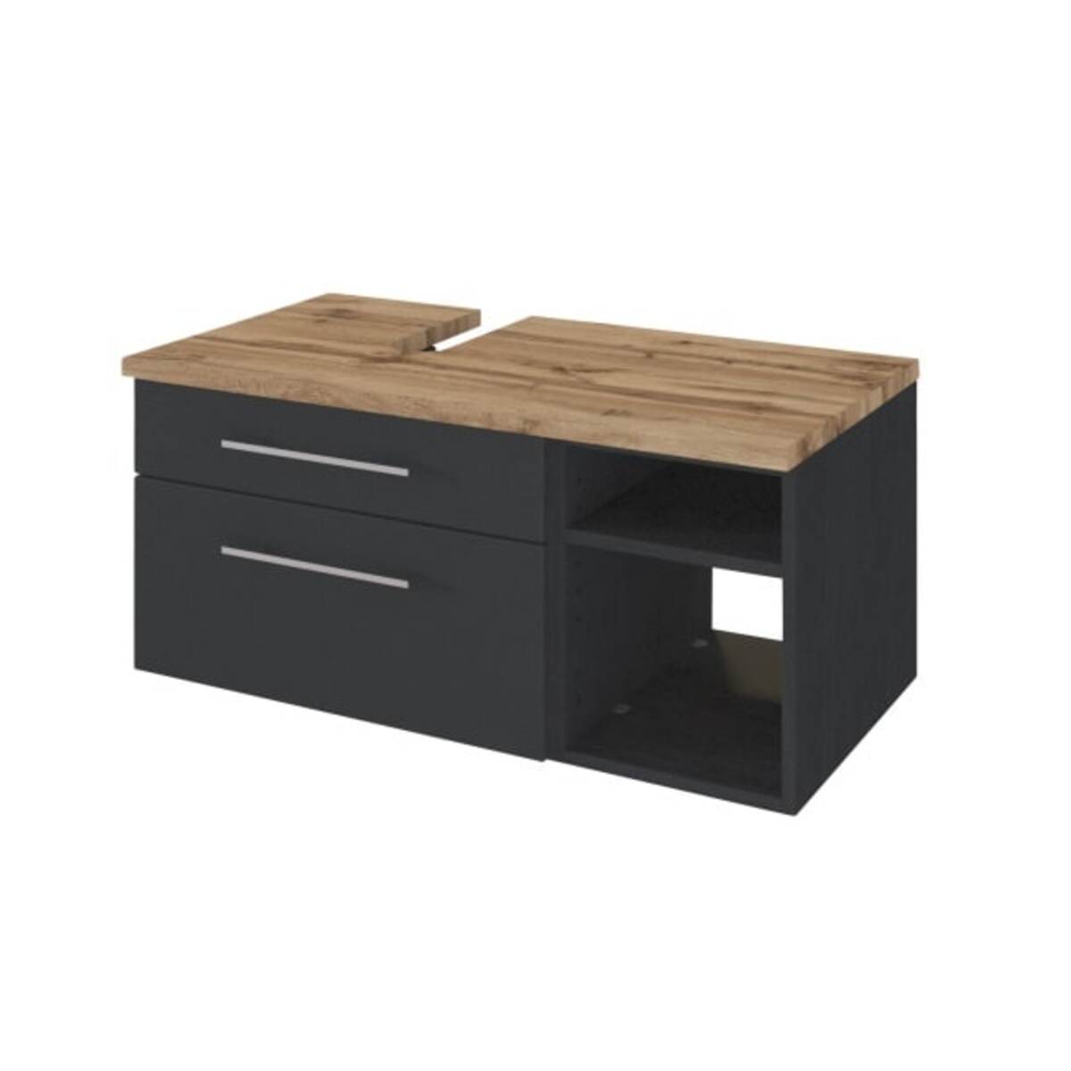 Bild 1 von Waschbeckenunterschrank Davos Front Grau matt/Korpus Grau-Wotan Eiche-Optik 90x41x47 cm