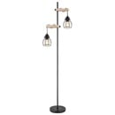 Bild 1 von GLOBO Retrofit Stehlampe Mina II 2-flg Schwarz/Naturfarbig 23x38,5cm H.150cm Metall,Holz,Geflecht,Matt,Ein-/Ausschalter inklusive,Schnurschalter,höhenverstellbar,Innen