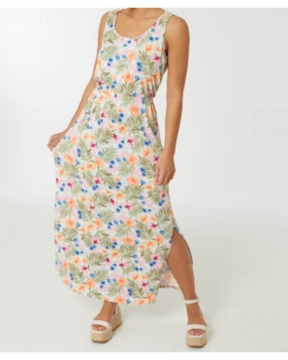 Bild 1 von Maxikleid ohne Ärmel, Janina, elastischer Taillenbund, weiß bedruckt