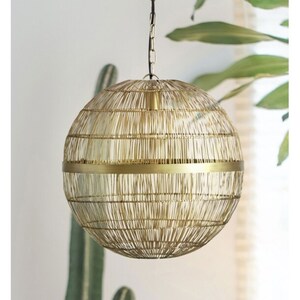 GLOBO Retrofit Pendelleuchte Hermi II 1-flg Altmessingfarbig 50cm H.120cm Metall,Geflecht,Matt,höheneinstellbar,Innen