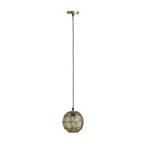 GLOBO Retrofit Pendelleuchte Hermi II 1-flg Altmessingfarbig 20cm H.120cm Metall,Geflecht,Matt,höheneinstellbar,Innen