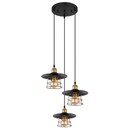 Bild 1 von GLOBO Retrofit Pendelleuchte Viejo 3-flg Schwarz /Altmessingfarbig 33cm H.155cm Metall,Geflecht,Matt,höheneinstellbar,Innen