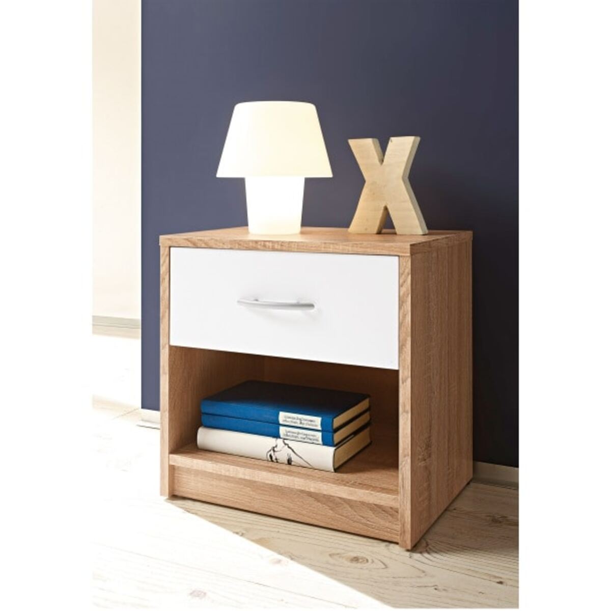 Bild 1 von Nachtkommode Pepe Sonora Eiche Nachbildung Weiß ca. 39 x 41 x 28 cm