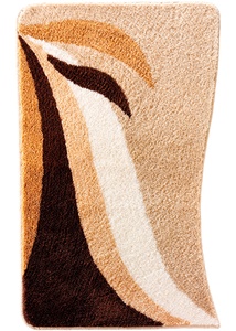 Badematte mit wellenförmigem Muster, 1 (Vorleger für Stand-WC 45/50 cm), Braun