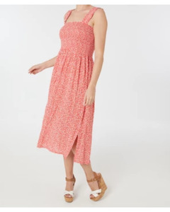 Midikleid aus Viskose, Janina, lockere Passform, rot/weiß